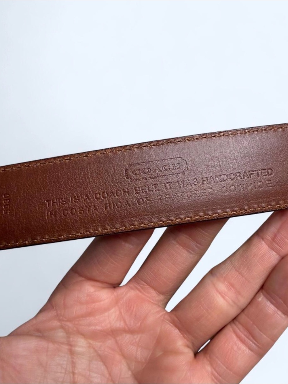 Coach Brown Pebbled Leather Belt with Silver-Tone Hardware - Picture 2 of 3